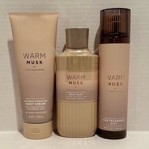 Bath & Body NEW Warm Musk Fragrance Mist, Body Cream & Body Wash